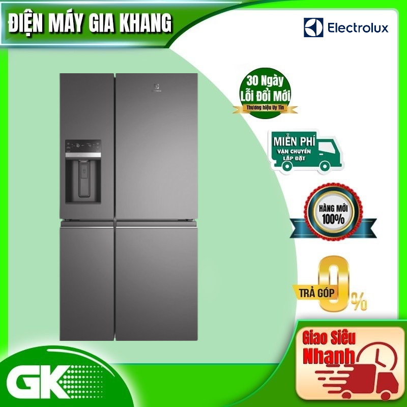 Tủ Lạnh Electrolux Inverter Cửa Pháp 609 Lít - EQE6879A-B - 2 dàn lạnh độc lập, chức năng đông lạnh nhanh, lấy đá nước bên ngoài, khử mùi diệt khuẩn 99,8%