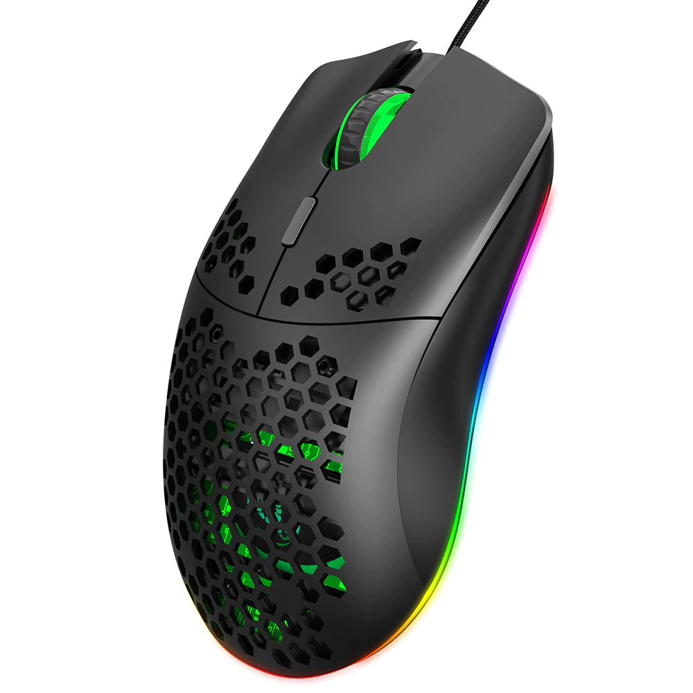 Chuột Chơi Game, Văn Phòng Có Dây HXSJ J900 Độ Nhạy Sáng 6400DPI - USB Wired Gaming Mouse RGB Gaming Mouse with Six Adjustable DPI Ergonomic Design for Desktop Laptop Black - Hàng Chính Hãng