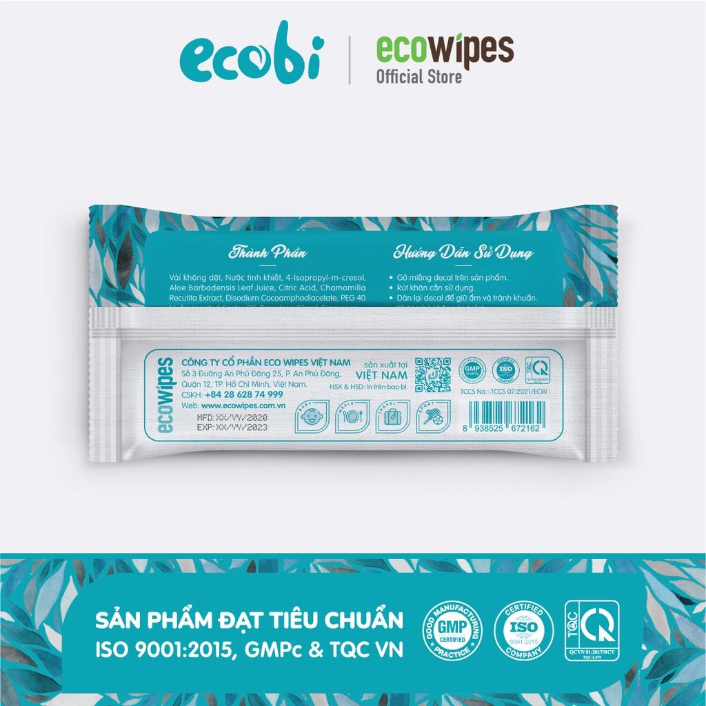 Thùng 90 gói khăn giấy ướt cho bé Ecobi gói 20 tờ không mùi không cồn không paraben an toàn cho da của bé