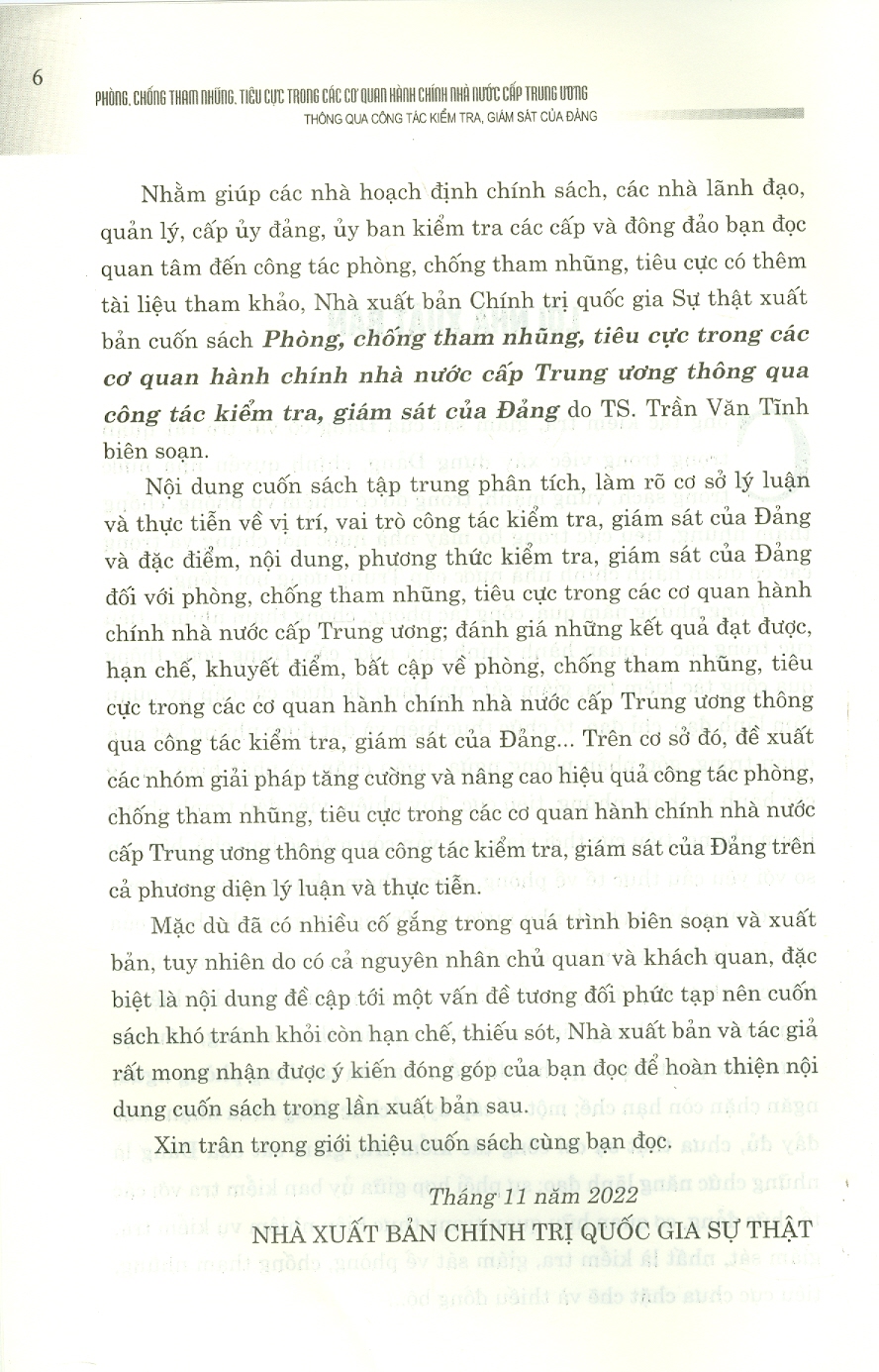 Phòng, Chống Tham Nhũng, Tiêu Cực Trong Các Cơ Quan Hành Chính Nhà Nước Cấp Trung Ương Thông Qua Công Tác Kiểm Tra, Giám Sát Của Đảng