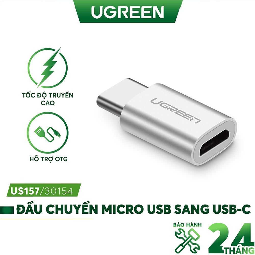 Đầu chuyển Micro USB sang USB type C, kích thước 18x13x6,6mm UGREEN US157 - Hàng chính hãng