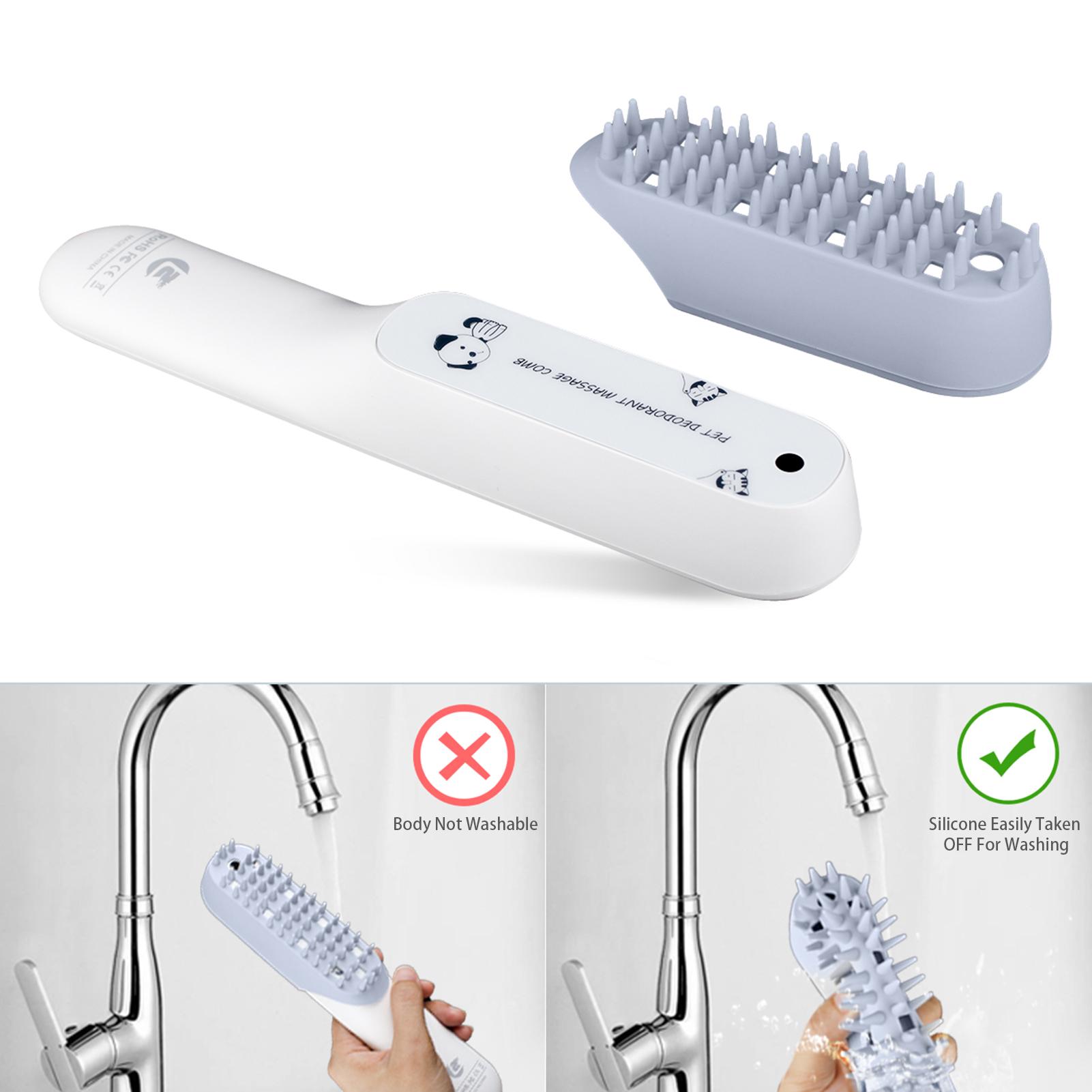 Bàn chải massage 2 trong 1 có chức năng khử mùi, lược silicon mềm để chải lông cho thú cưng