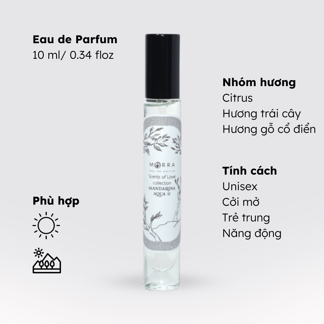 Nước hoa nữ tính thanh lịch, trẻ trung, năng động No.11 (Mandarina Aqua) Morra - dạng xịt