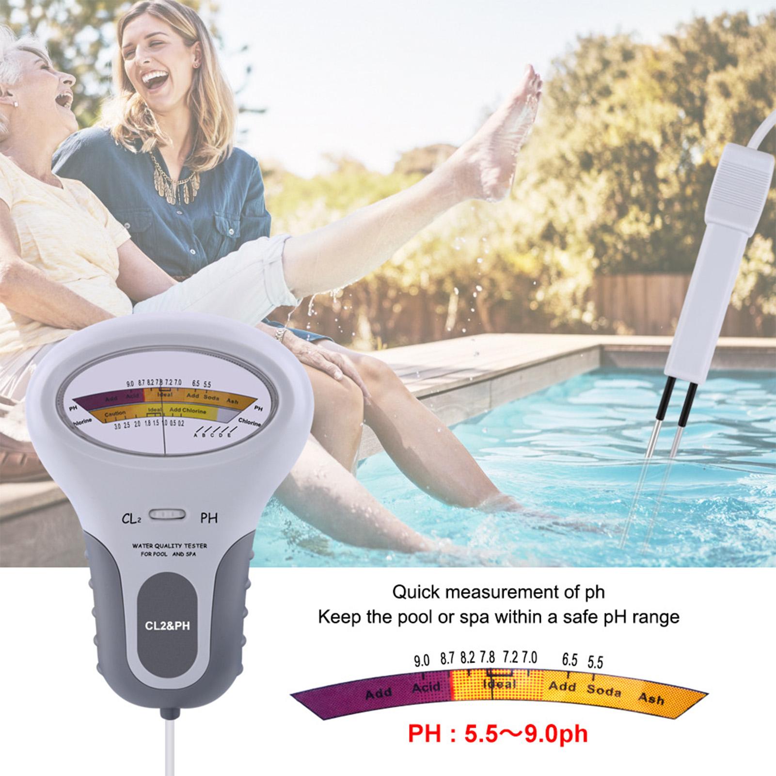 Water Quality Tester 2 in 1 PH and Chlorine Level CL2 Detector for Swimming Pool Spa