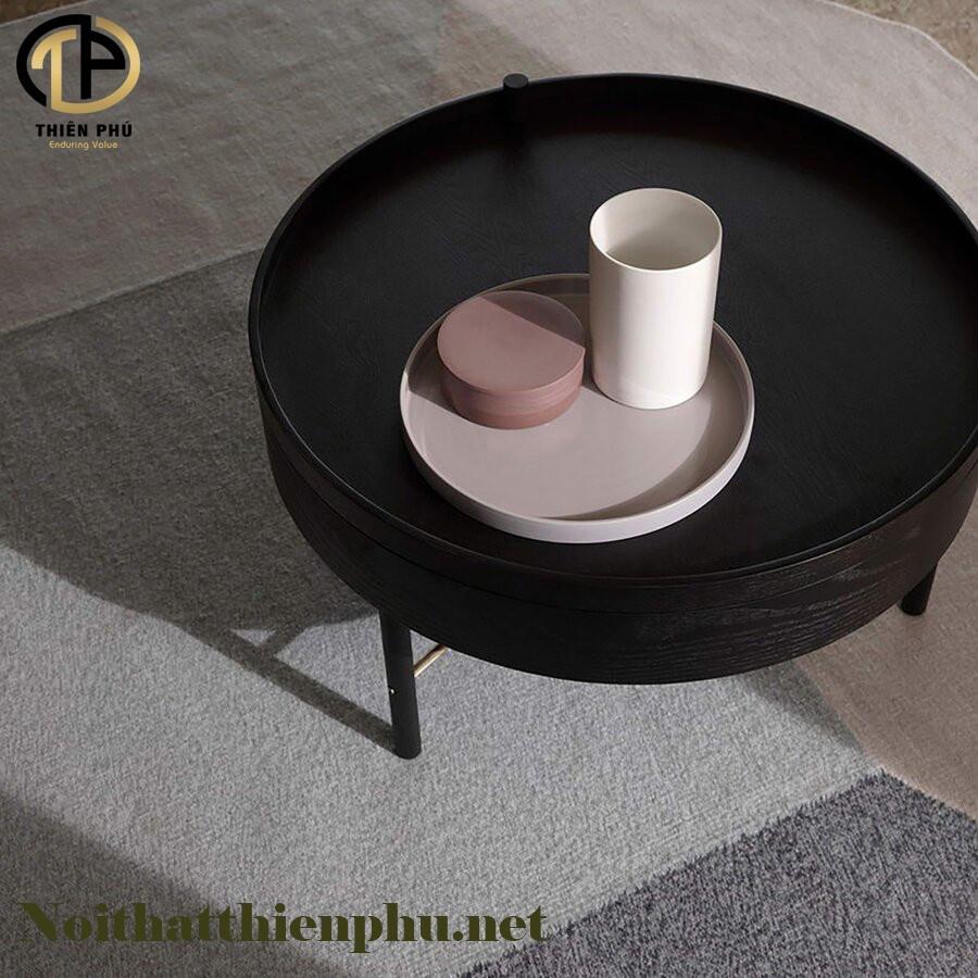 Bàn trà Gỗ mặt tròn xoay Turning D70xH45 Sẵn 3 màu tự nhiên, màu nâu, màu đen giá xưởng