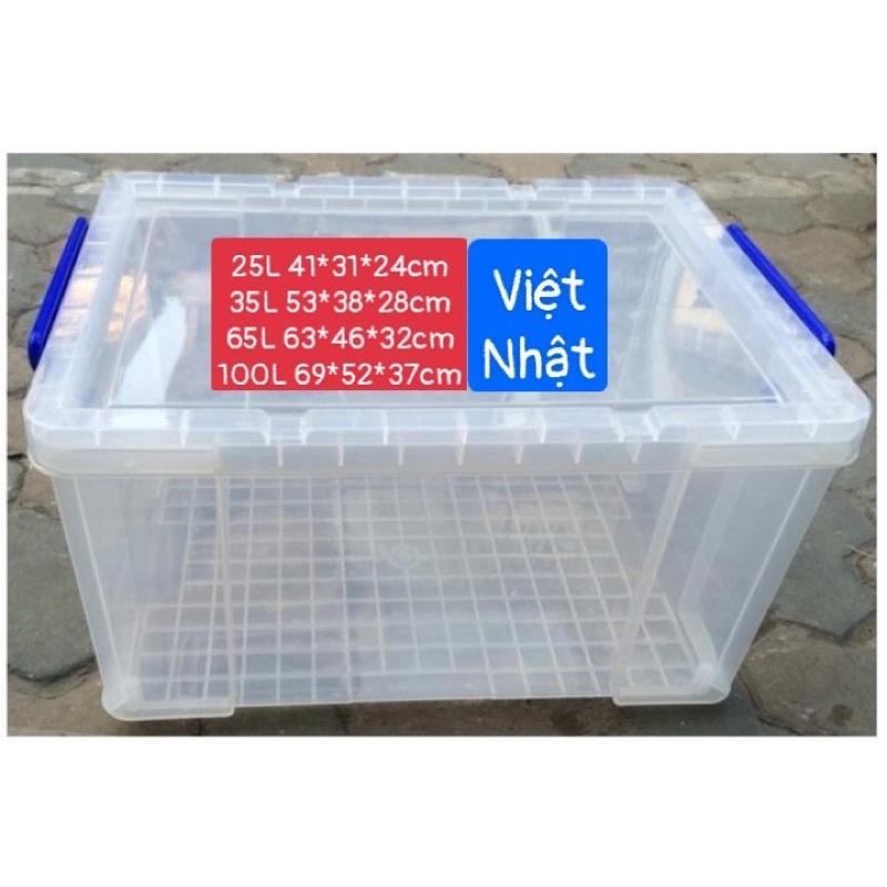 Ship hỏa tốc 1h Thùng Nhựa Vuông Đựng Đồ Đa Năng Việt Nhật Trong Suốt 25L/ 35L/ 65L