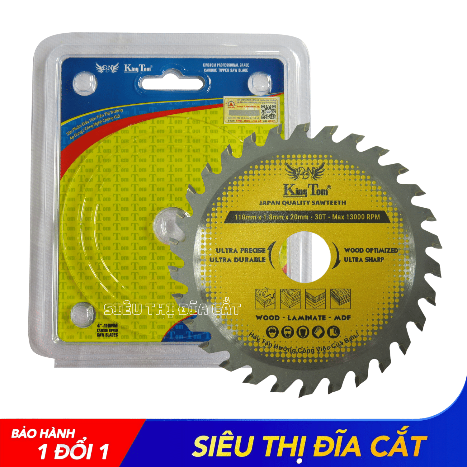 LƯỠI CƯA - LƯỠI CẮT GỖ 110-30 RĂNG KINGTOM VÀNG – CHẤT LƯỢNG VÔ ĐỊCH PHÂN KHÚC GIÁ RẺ!