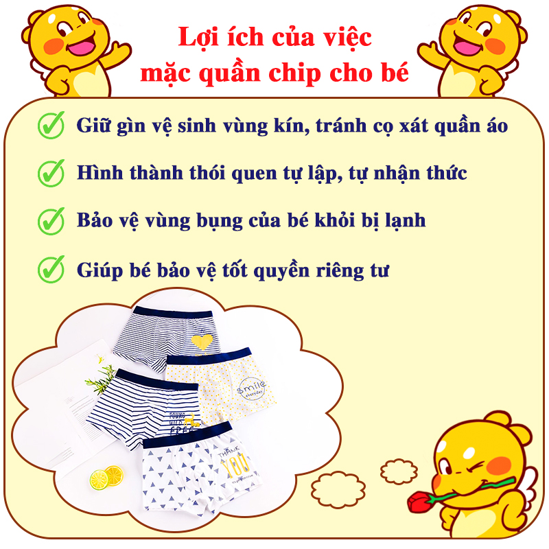 Quần chip bé trai nhiều họa tiết đáng yêu Baby-S, Set 4 quần lót bé trai cao cấp thấm hút tốt – SC029