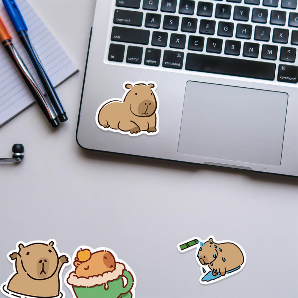 Sticker capybara chuột lang nước hoạt hình cute dán mũ bảo hiểm, guitar, ukulele, điện thoại, sổ tay, laptop-mẫu S66