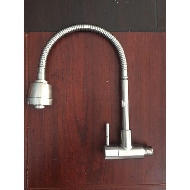 Vòi Rửa Chén Bát Inox 304 Cắm Tường Cần Mềm Lạnh