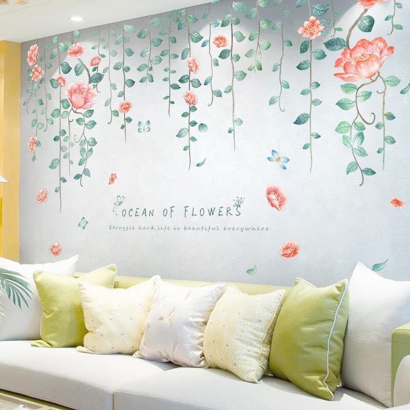 DECAL DÁN TƯỜNG DÂY LEO HOA HỒNG