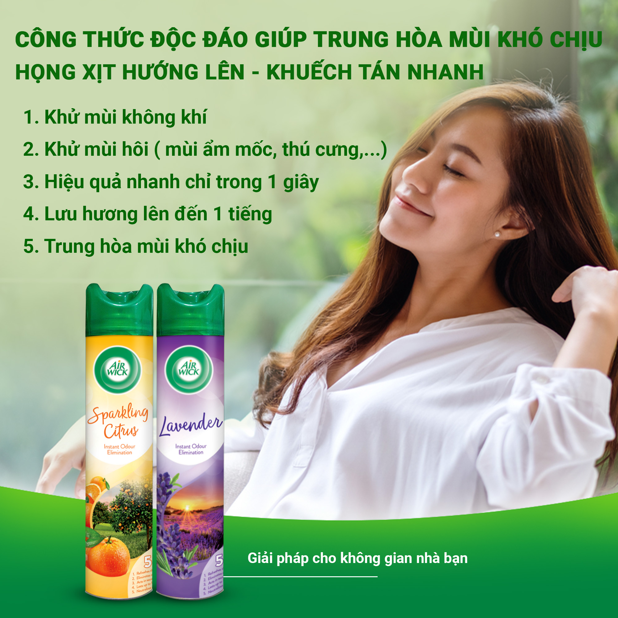Combo 2 chai xịt thơm phòng, Air Wick, hương Cam Quýt và Lavender, 300ml/chai