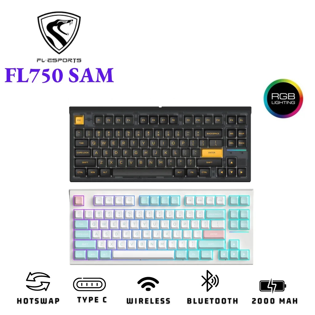 Bàn phím máy tính FL-Esports FL750SAM 3 Mode - Gasket Mount_Mới, hàng chính hãng