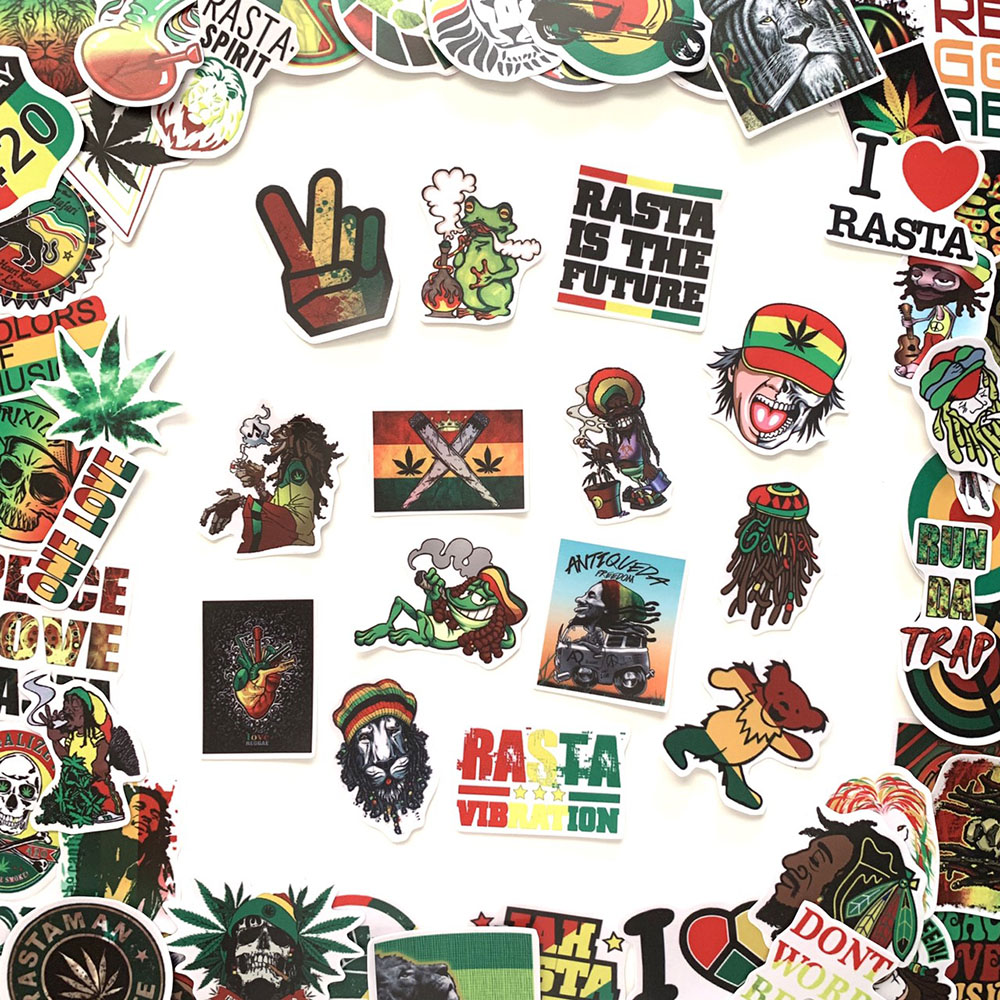 Bộ 50 Hình Dán Sticker Rasta (2020) Decal Chống Nước Trang Trí Chủ Đề Rastafari Chất Lượng Cao