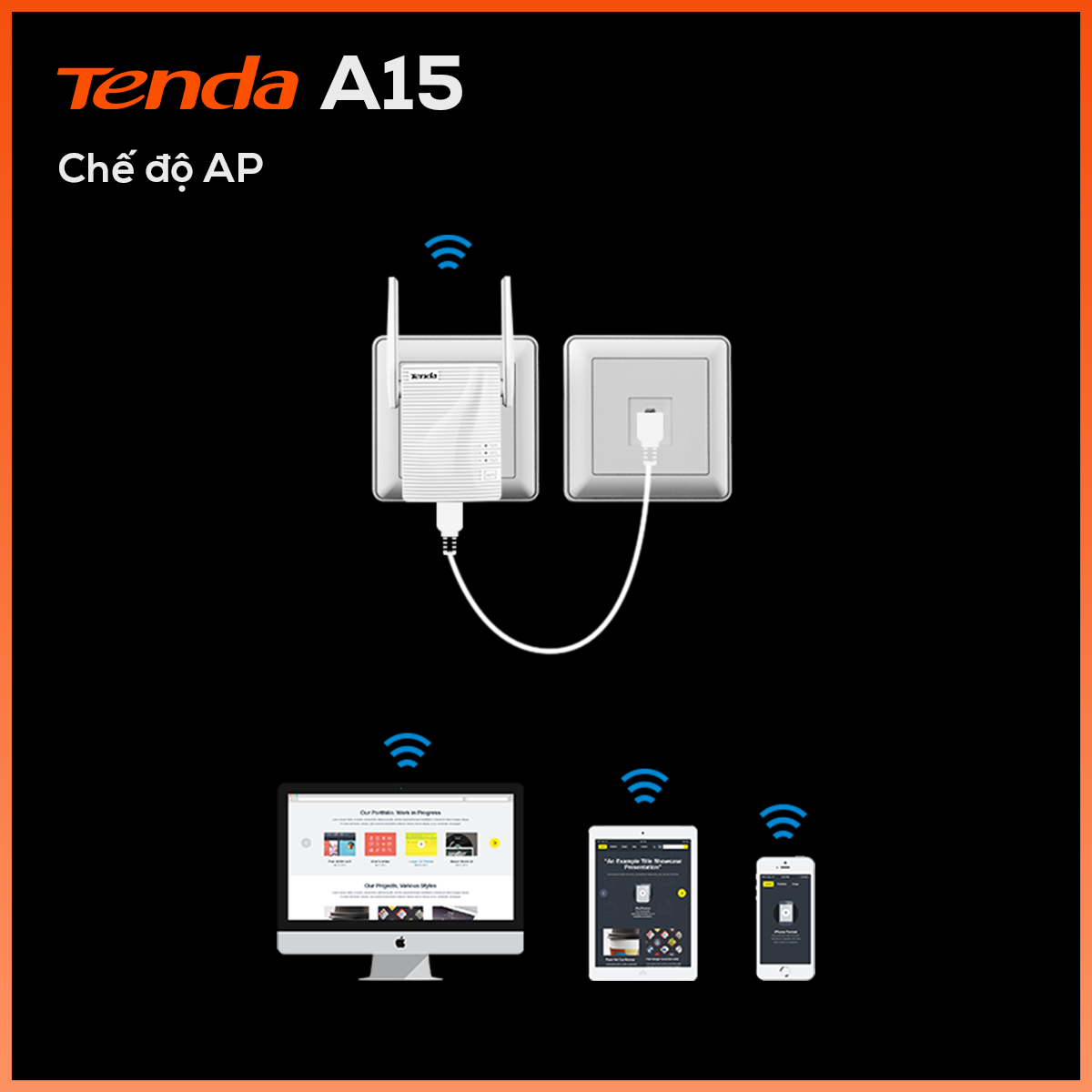 Tenda Bộ kích sóng Wifi A15 Chuẩn AC 750Mbps - Hàng Chính Hãng