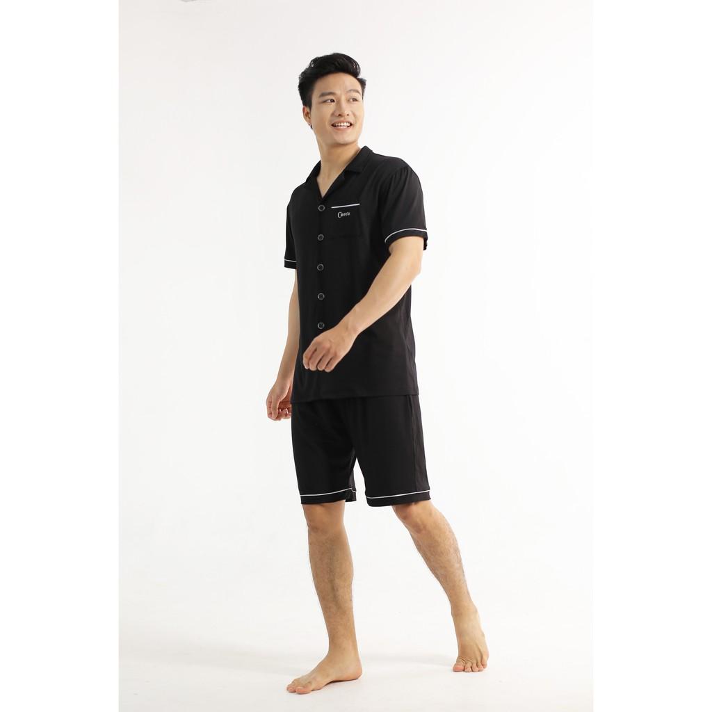 Pyjama nam cộc tay vải bamboo cao cấp Chou's - màu đen