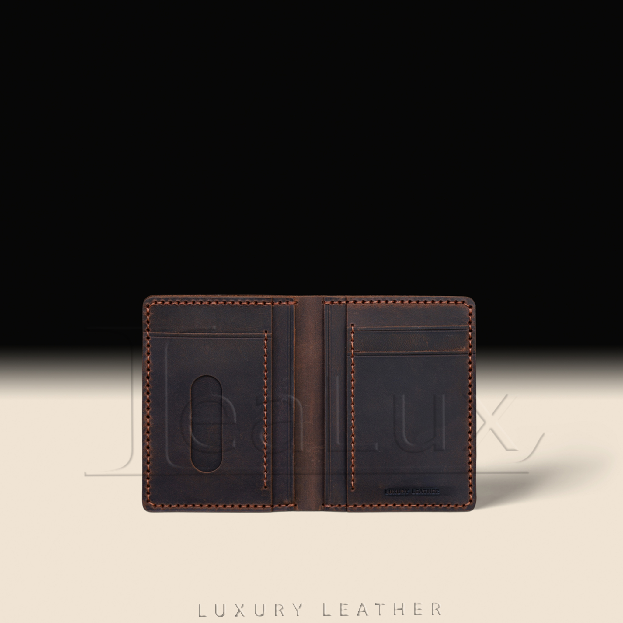 Ví Đứng Da Sáp Đựng Giấy Tờ Cũ Handmade Lealux The Stand Wallet