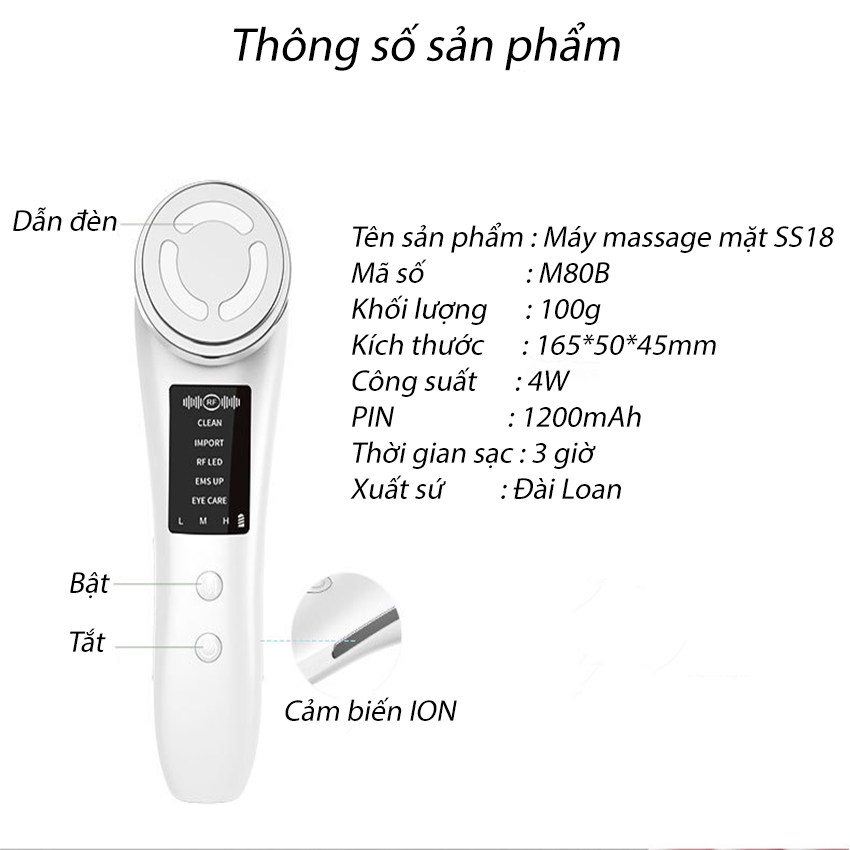 Máy đẩy tinh chất Ion âm nóng lạnh SeaSy SS18 giúp ngăn ngừa mụn, hỗ trợ nâng cơ mặt và tái tạo da-Hàng Chính Hãng