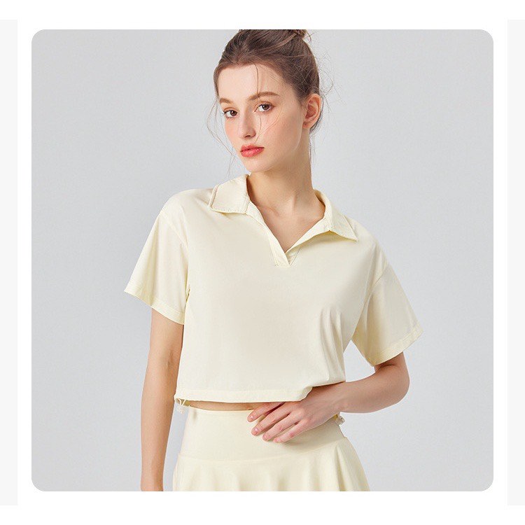 Áo thể thao nữ dáng ngắn crop top rút dây siêu nhẹ, nhanh khô