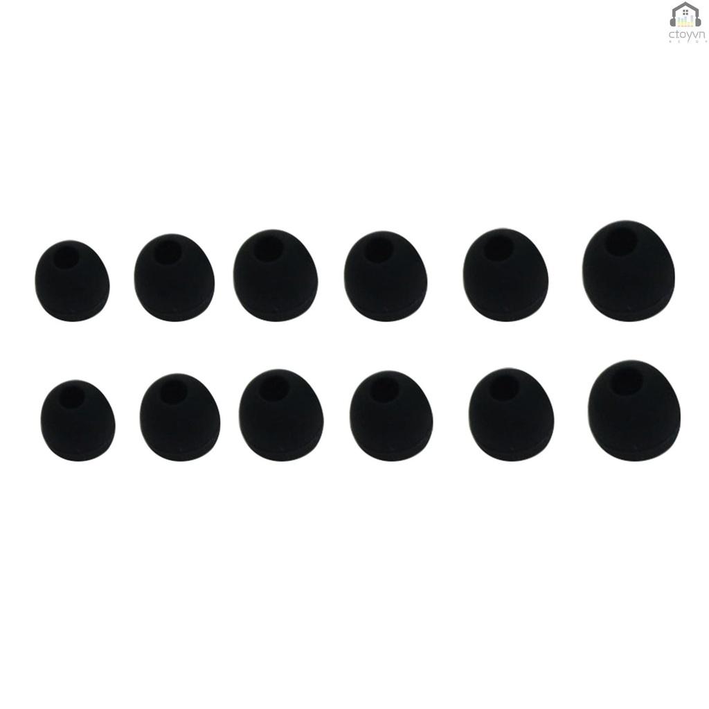 Set 12 cặp nút tai nghe nhét tai bằng silicone 3 kích thước nhỏ vừa lớn