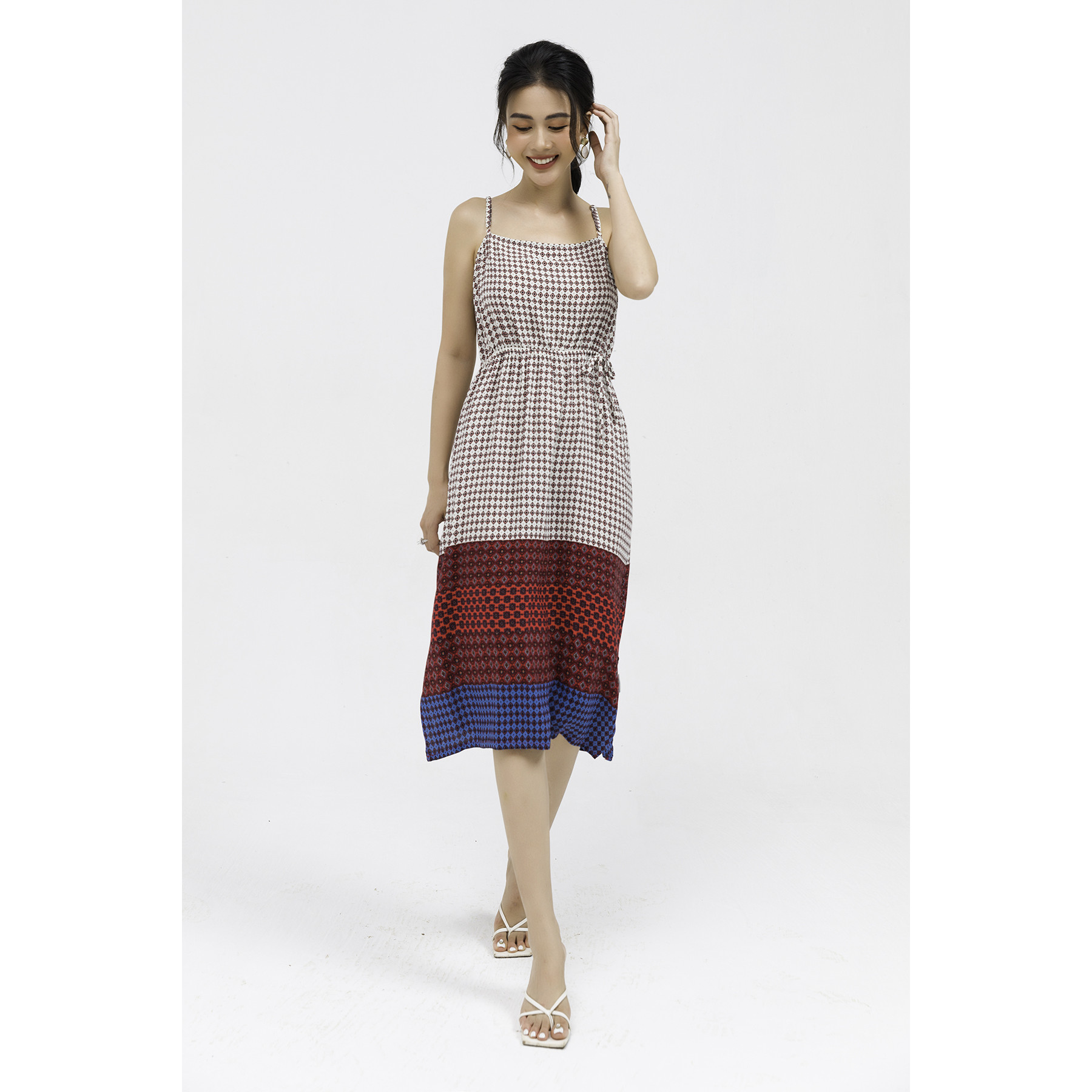 Đầm maxi hai dây chun eo Lamer L63M21H025