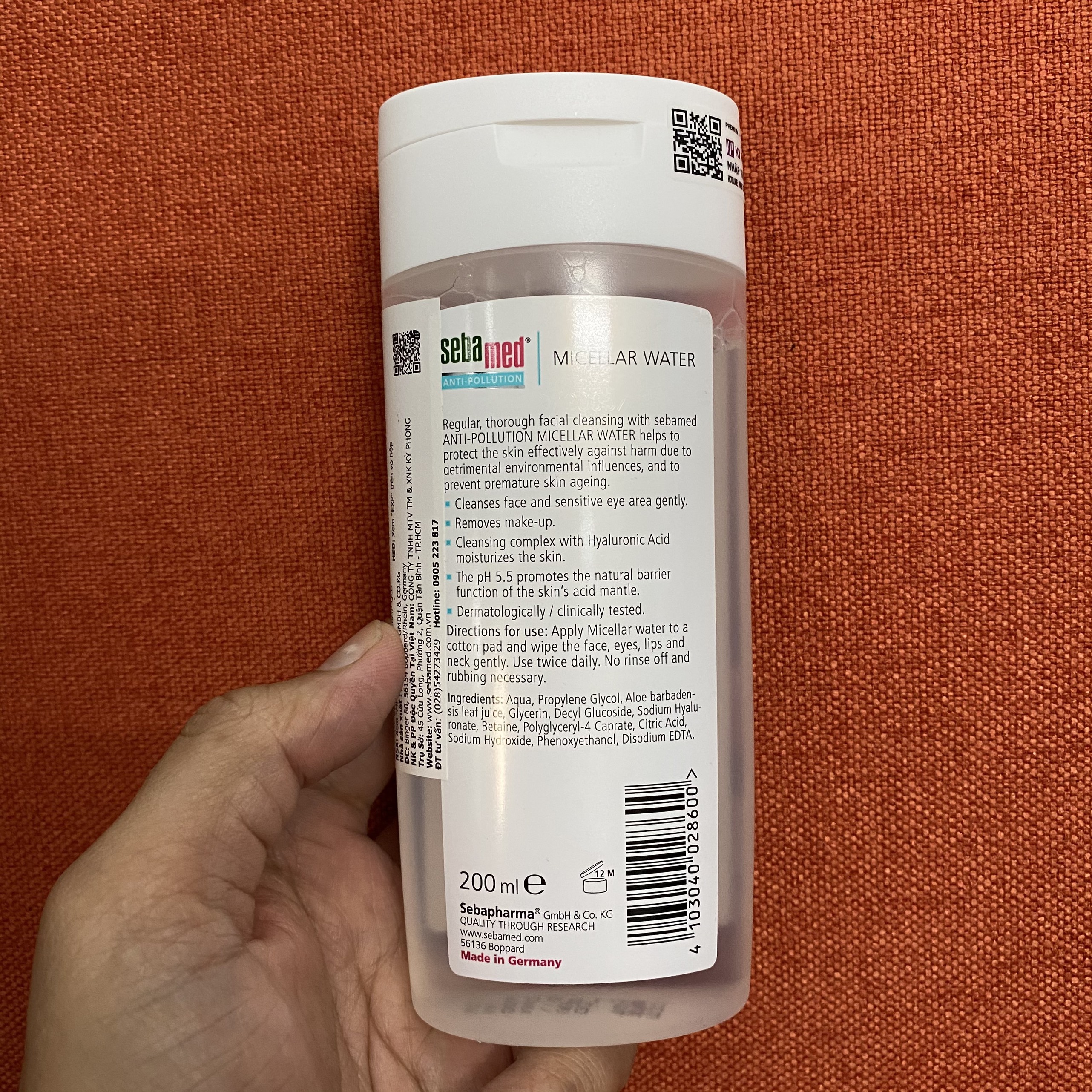Tẩy trang dành cho da thường, da khô Sebamed pH5.5 Anti-pollution Micellar Water for Normal to Dry Skin 200ml