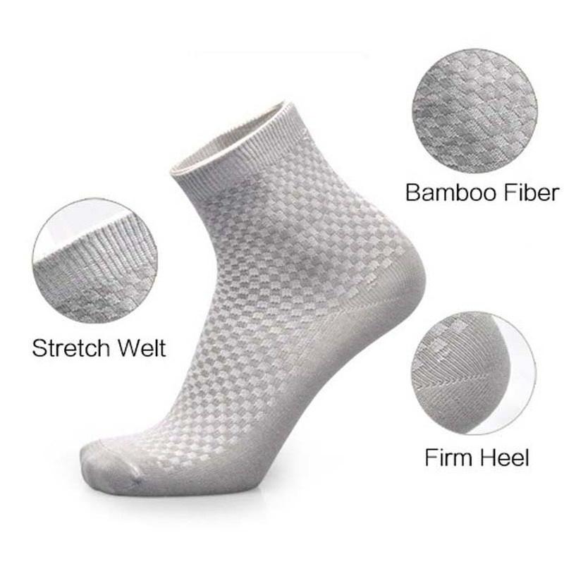 Men Socks Bamboo Fiber Breathable Deodorant Sport Socks High Tube Solid Color Elastic Business Socks Men Short Socks