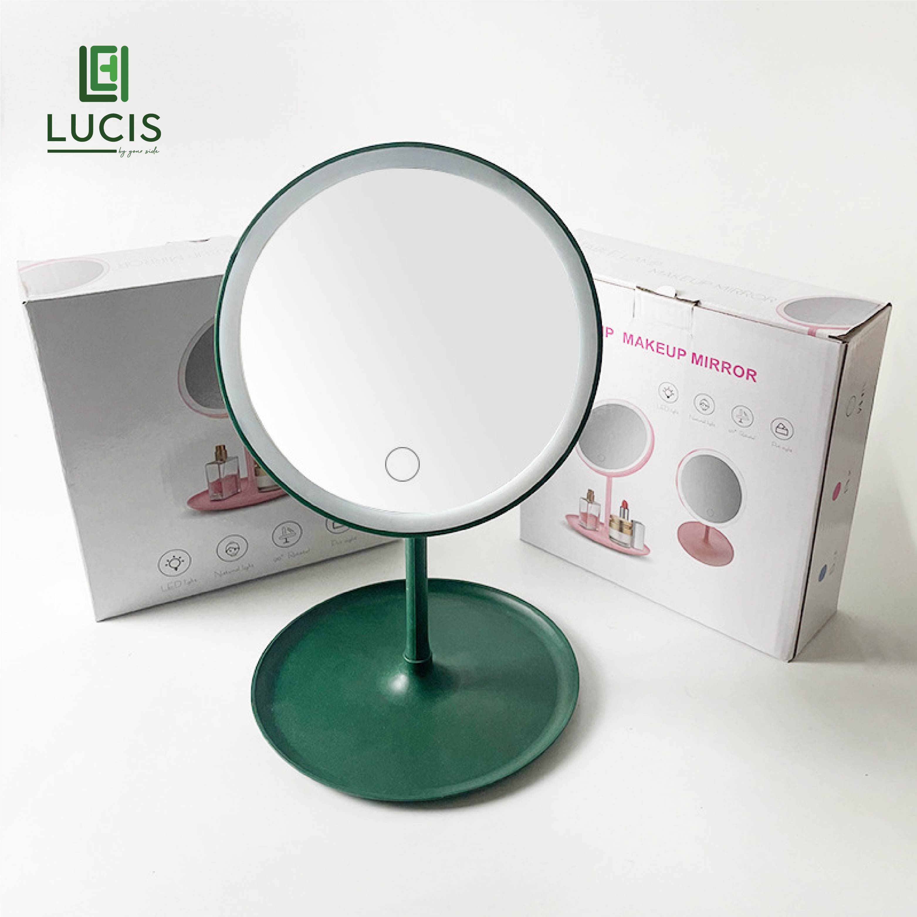 Gương Để Bàn Trang Điểm Có Đèn Led Cảm Ứng - 3 Chế Độ Ánh Sáng - Gương MakeUp Lucis Decor