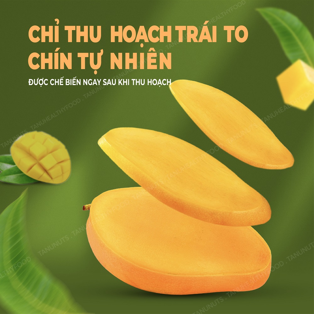 Xoài sấy dẻo TANU NUTS túi 400g, trái cây sấy tốt cho người ăn kiêng giảm cân.