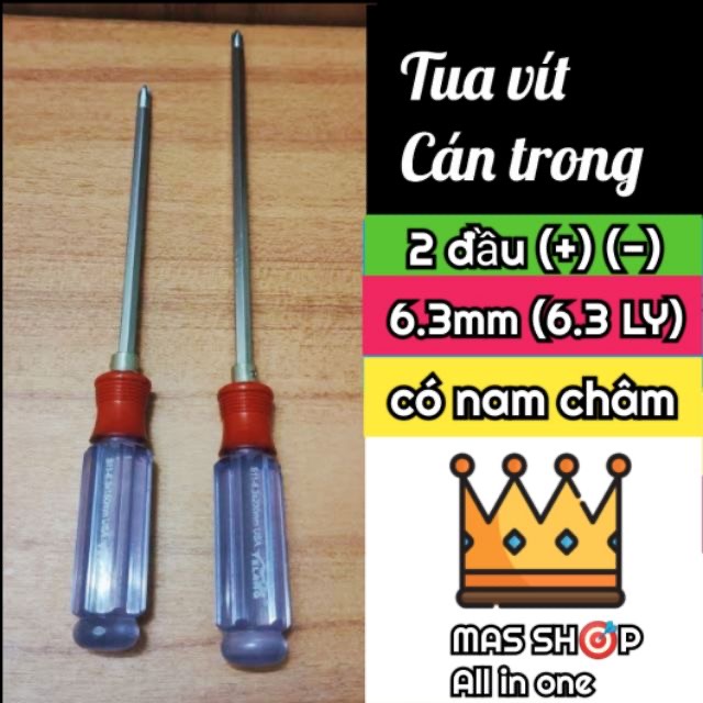 Tua vít 2 đầu nhựa cán trong có nam châm