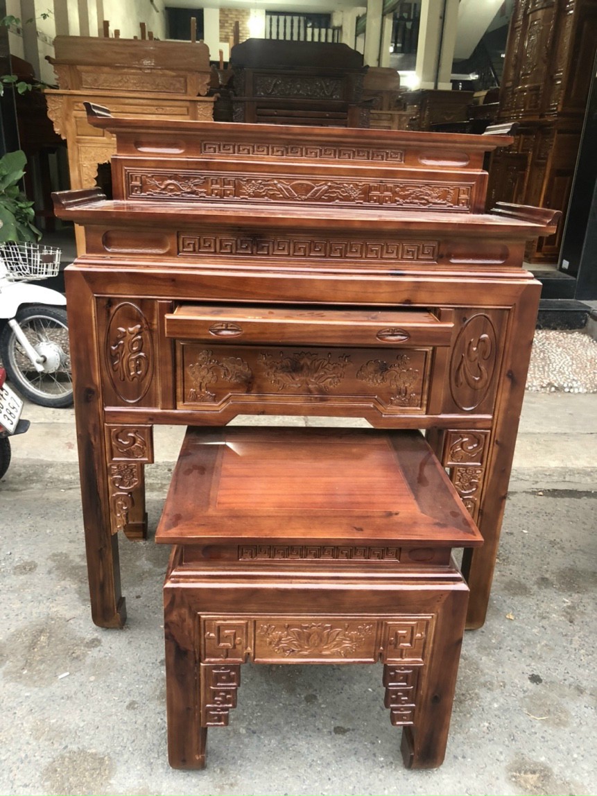 Bọ án gian gỗ tràm 2 tầng mẫu hiện đại,bàn thờ phật nhiều kích cỡ