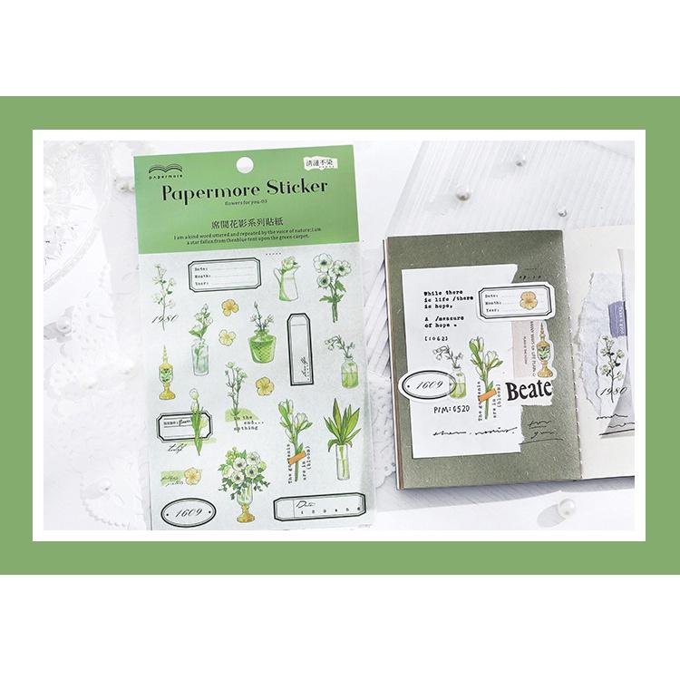 S33 - Tờ sticker washi lọ hoa PaperMore trang trí sổ bullet journal, junk journal - Cây Sồi Già