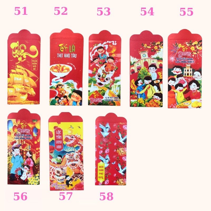 Bao lì xì năm mới Tết Quý Mão 2023, bao lì may mắn, tài lộc