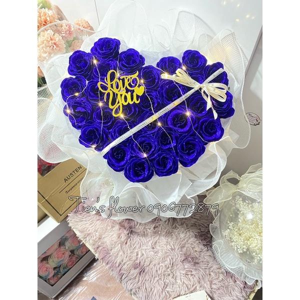 Bó hoa nhũ kim tuyến hình tim 30 bông xinh xắn