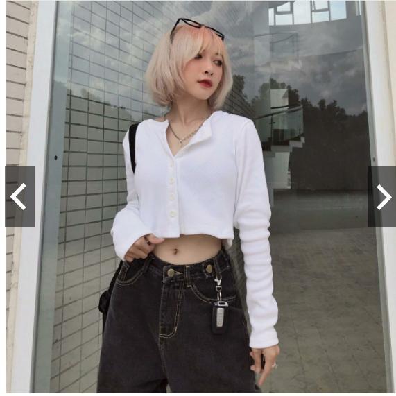 ÁO THUN TAY DÀI FOM CROPTOP BODY KÈM NÚT
