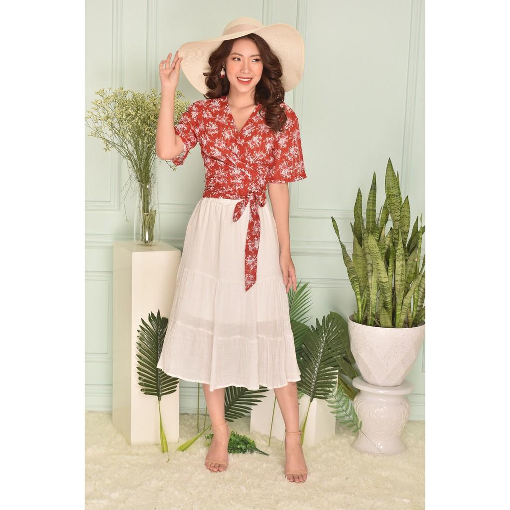 Chân váy dài trắng chất đũi - G Beauty