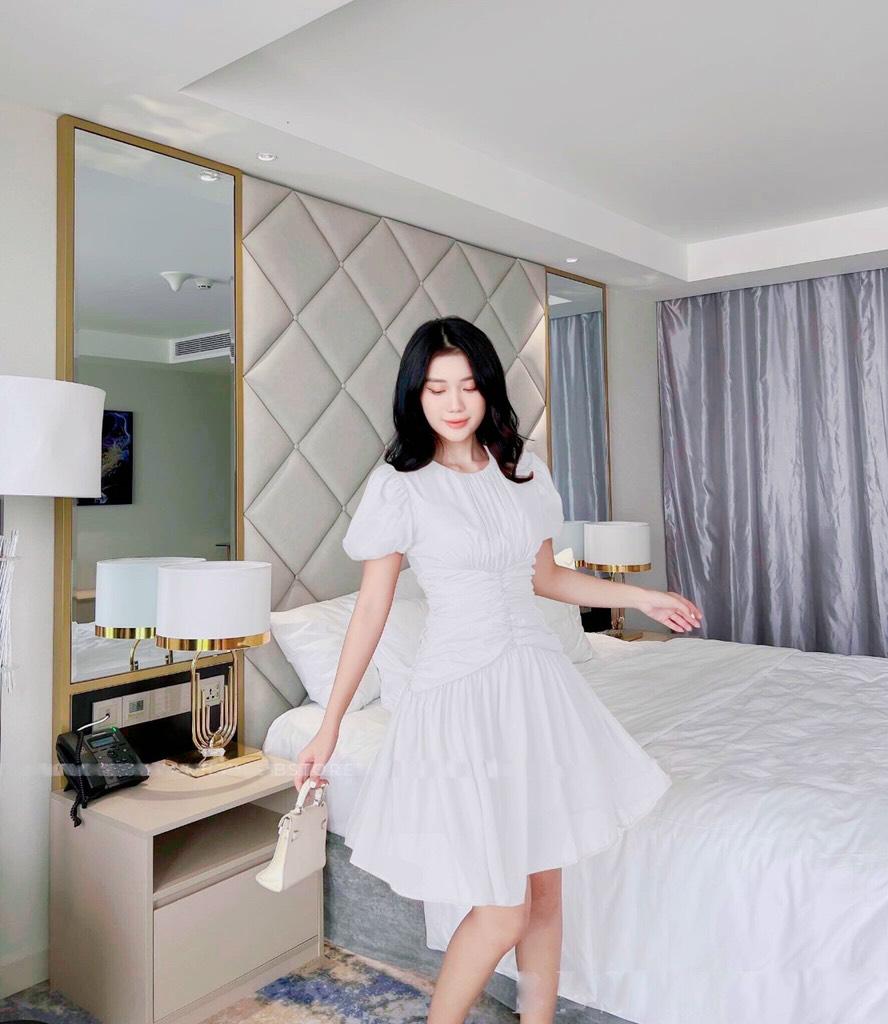 ĐẦM XÒE TƠ NHÍU EO TAY BÍ 12773