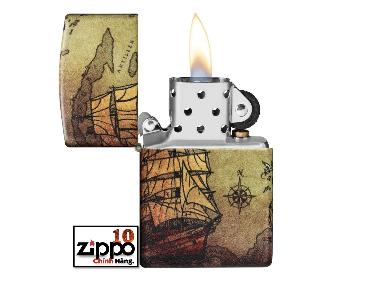 Bật lửa Zippo 49355 Zippo Pirate Ship Design - Chính hãng 100%