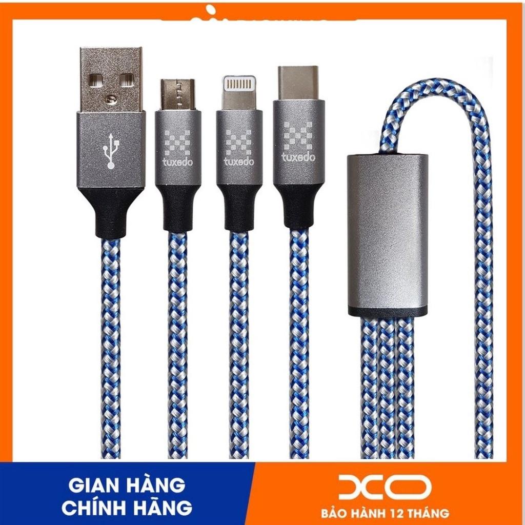 Dây Sạc điện thoại 3in1 gồm microUSB, Type-C siêu bền | Đầu Bọc Dù đa năng mã sản phẩm LY460