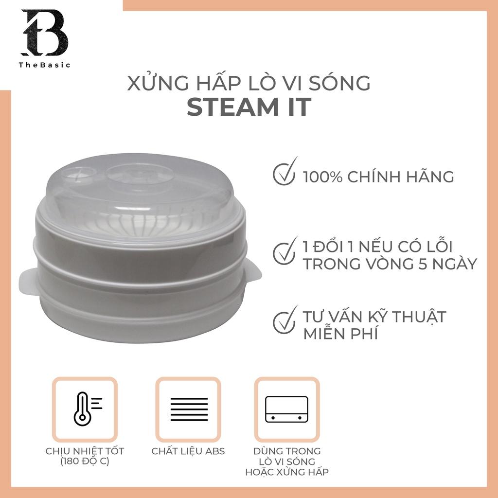 Bộ Xửng Hấp Kèm Nắp Đậy Nhựa Cao Cấp Dùng Trong Lò Vi Sóng Steam It 24CM