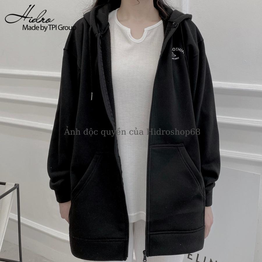 Áo Khoác Hoodie Nỉ Bông Unisex Nam Nữ Khóa Zip In Chữ Form Rộng Ulzzang