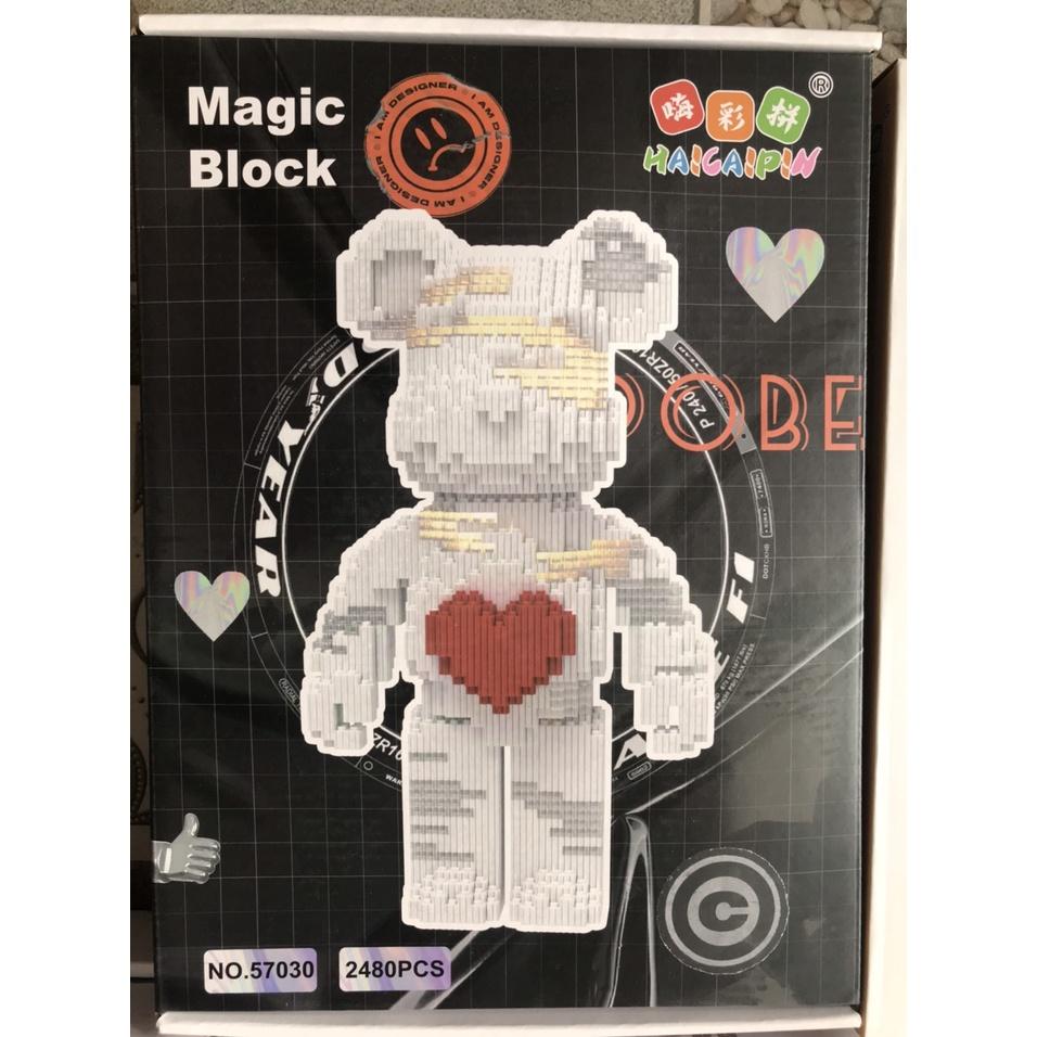 Đồ chơi lego Gấu Bearbrick lắp ráp mô hình cỡ lớn Hàng Đẹp bear brick (33cm) - Tặng búa