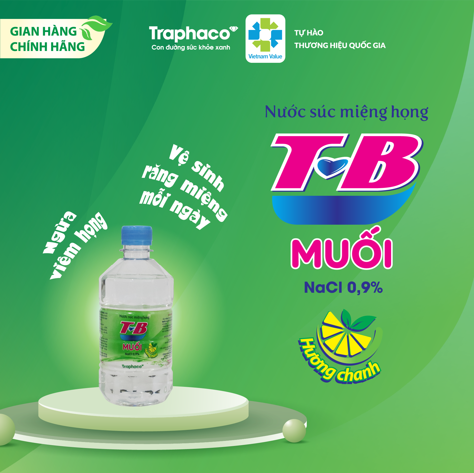 Nước Súc Miệng TB Muối Chanh Ngừa Đau Họng Vệ Sinh Răng Miệng Mỗi Ngày Chai 500 ml - COMBO 5