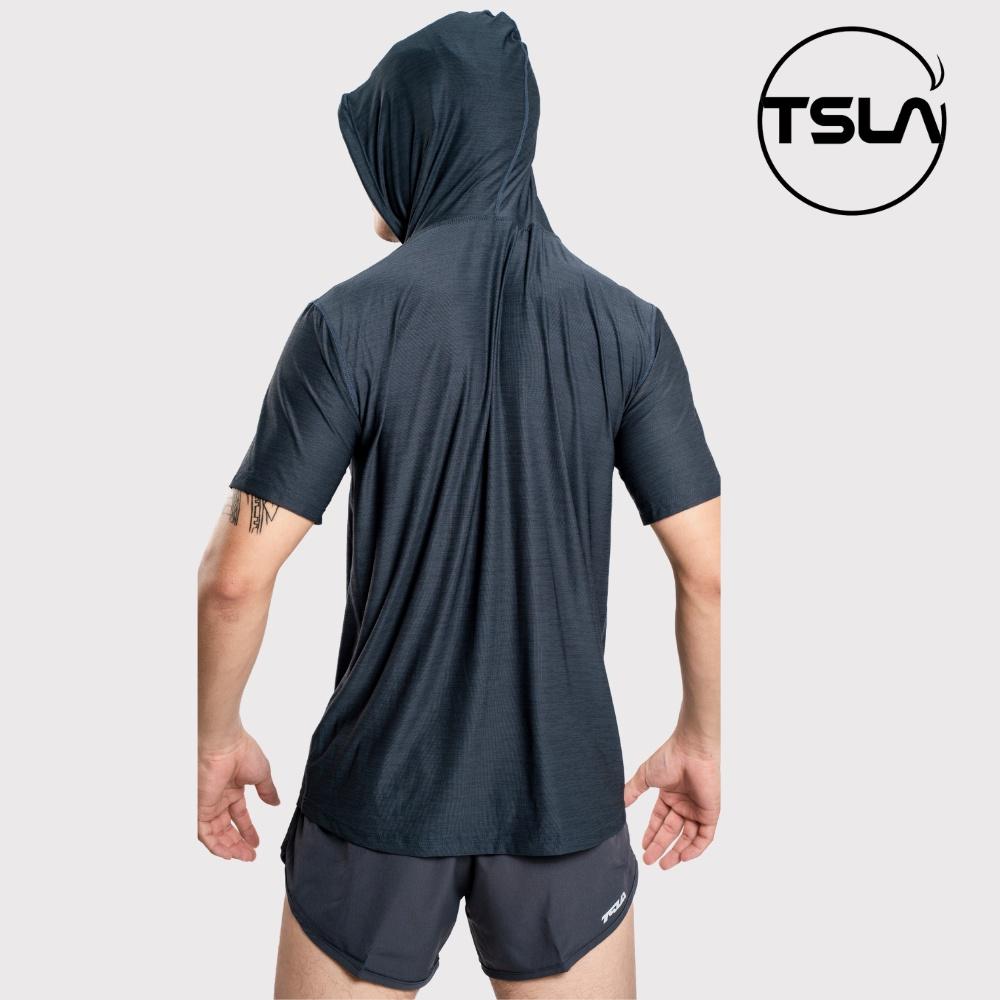 Áo hoodie nam ngắn tay thể thao TSLA form oversize chất thun co giãn kháng khuẩn chống UV tập gym đá bóng TSO2028