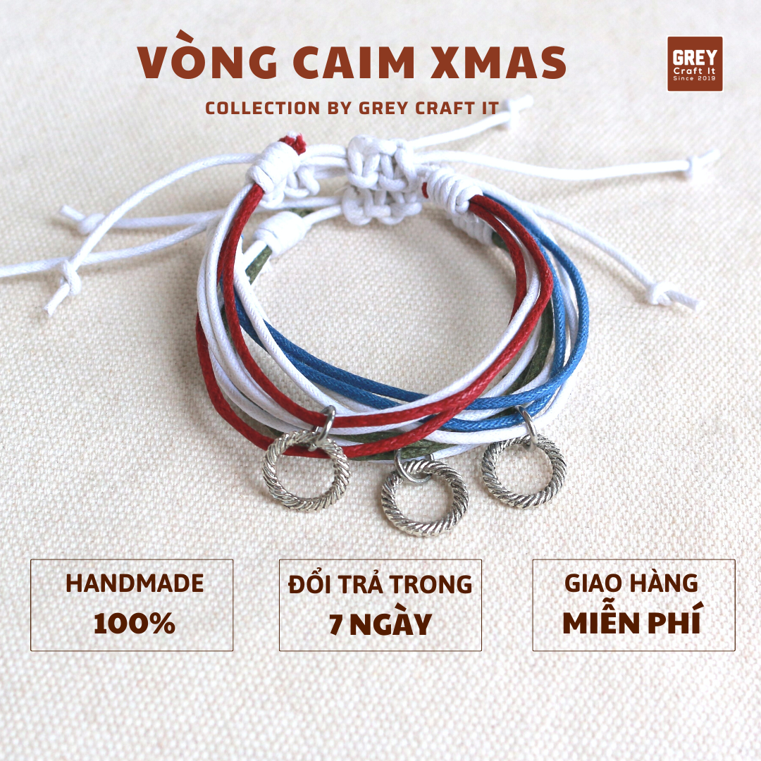 Vòng tay Caim Xmas Charm Bạc | Vintage Boho Style Dễ Phối Set Đáng Yêu | Miễn phí ship sửa đổi trả