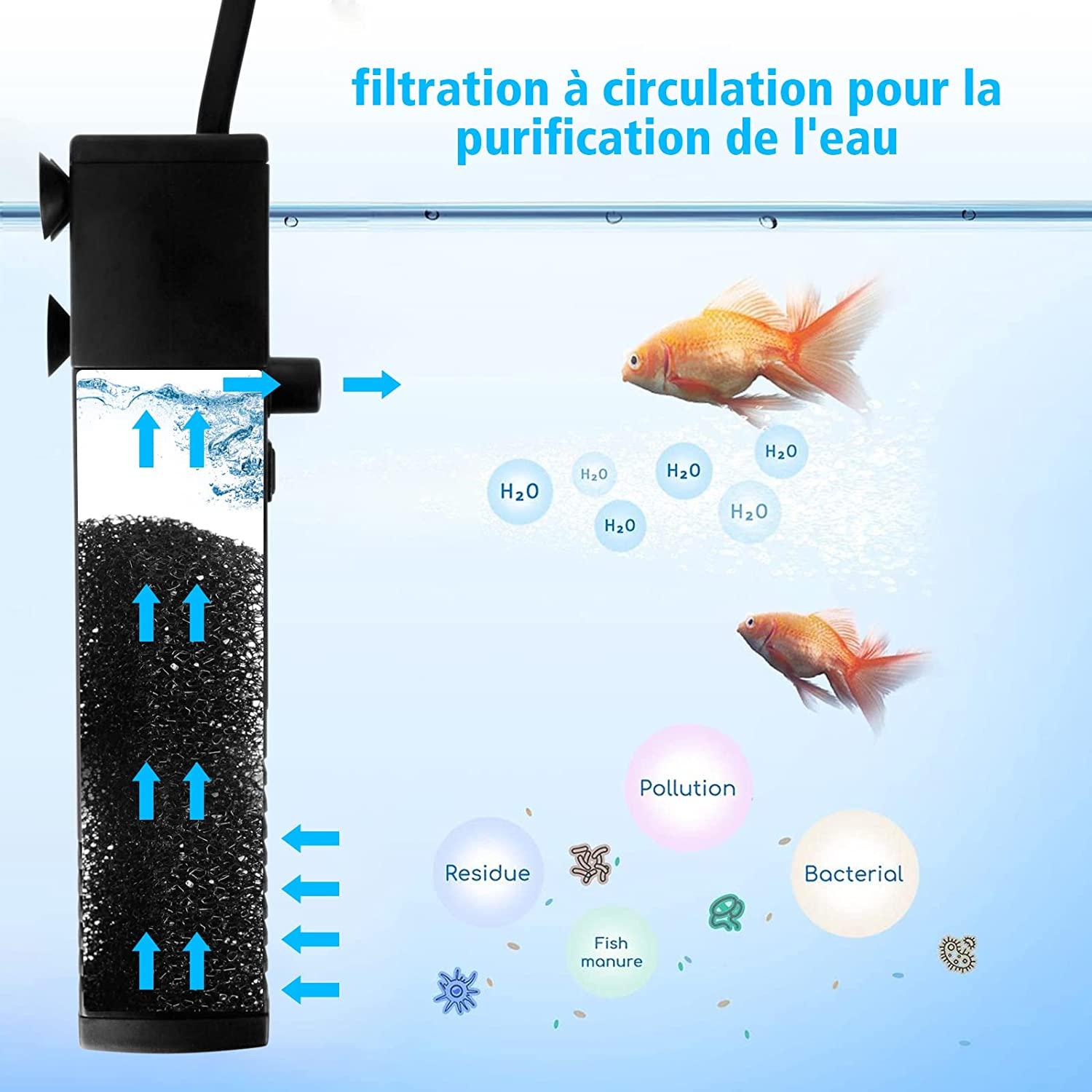 Bộ lọc bể cá 4W Dòng nước 300L / H 60L Bộ lọc bên trong Bể cá Bộ lọc bể cá với Bọt biển lọc cá