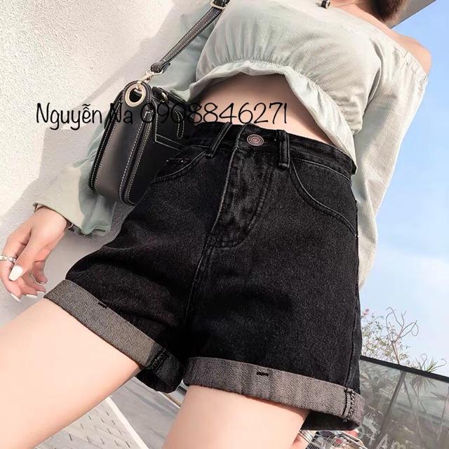 Quần short jeans trơn Xám gấp lai - ko kèm nịt