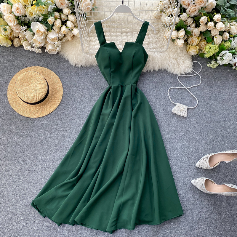 đầm xòe maxi 2 dây cúp ngực lưng đan dây siêu xinh d134284