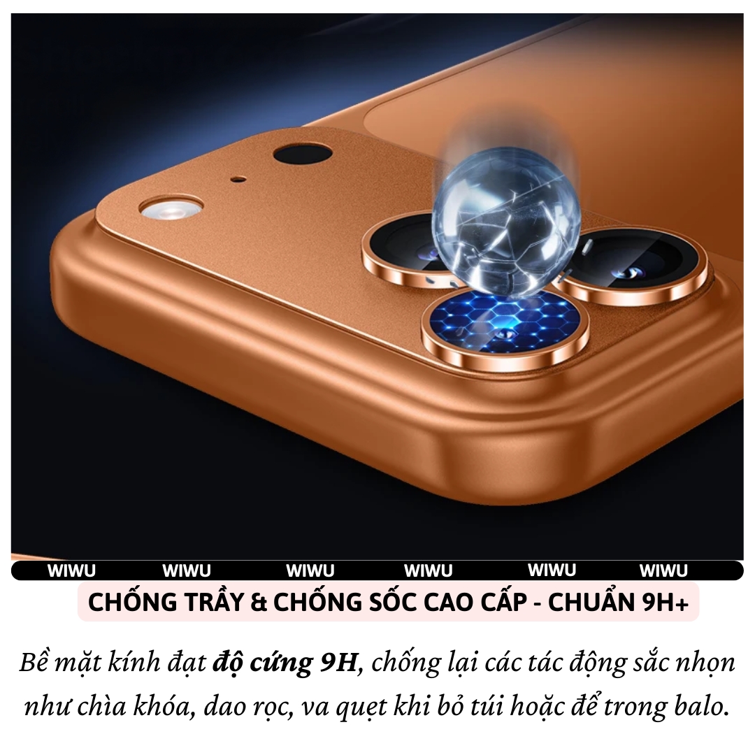 Kính Cường Lực Camera Full Viền TitanGuard cho iPhone 17 Pro Max / iPhone 17 Pro hiệu WIWU Armor Deck AR Chống loa Chống trầy, độ cứng 9H+, Siêu nét 8K, Chất liệu nhôm hàng không, Không làm giảm chất lượng ảnh - Hàng nhập khẩu