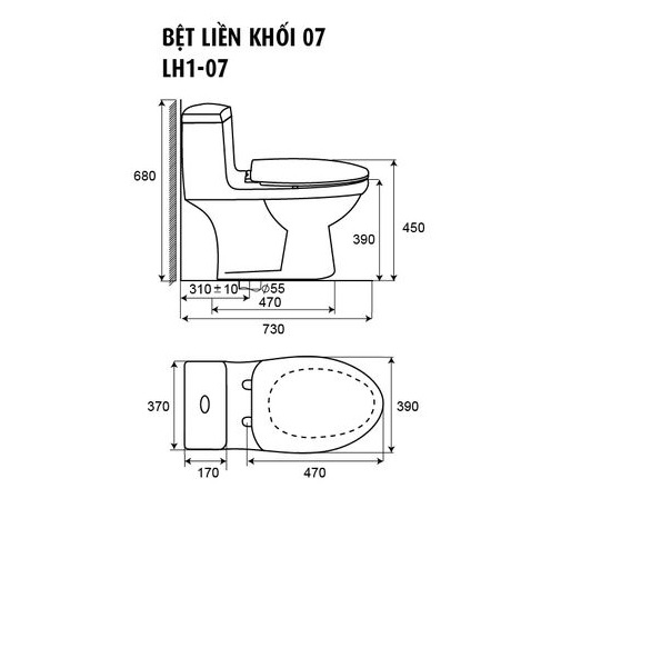 Nắp Bồn Cầu Rơi Êm Cho Bồn Long Hầu LK07 - VINALOHA LH1-07 Loại Dày